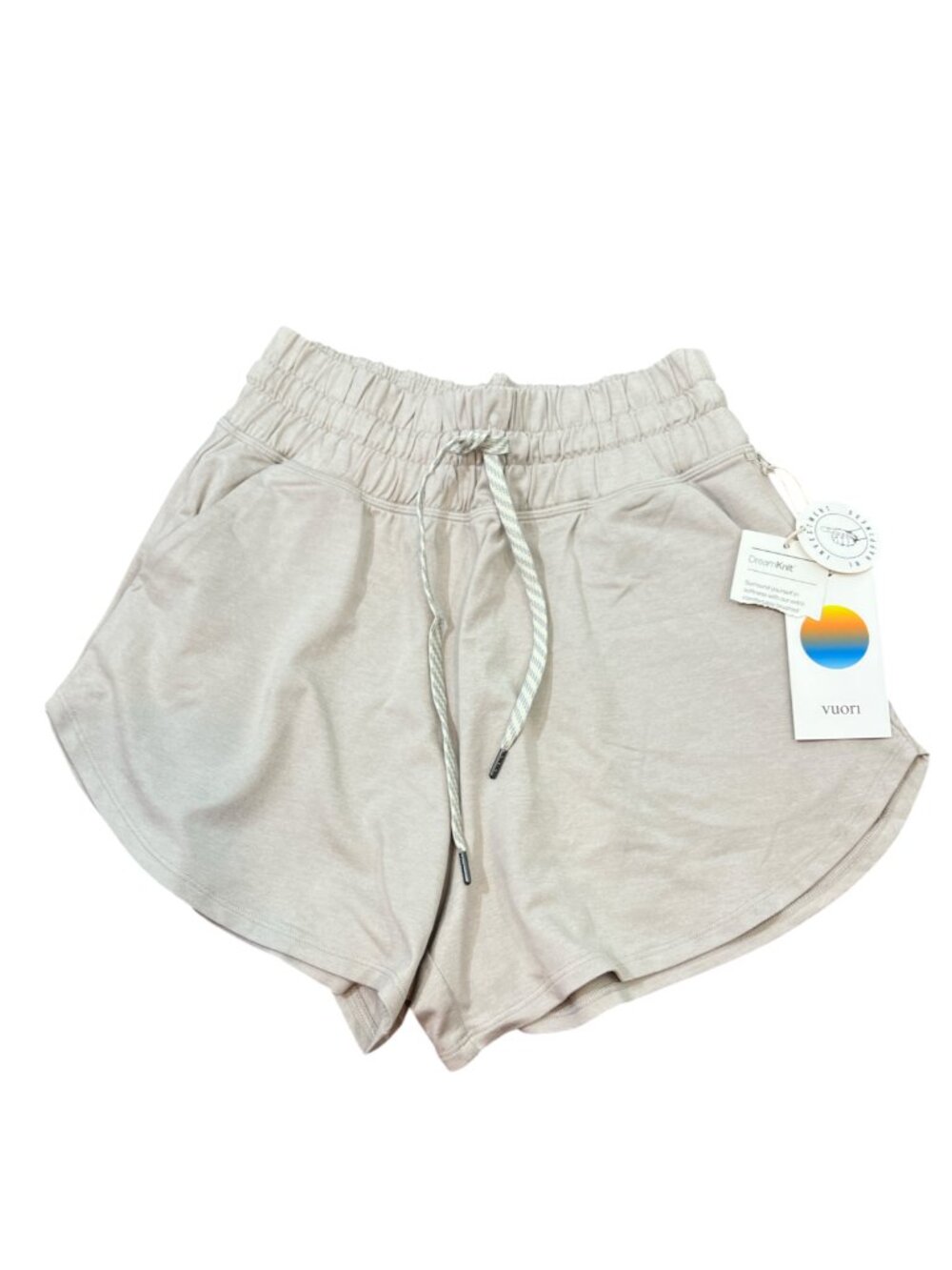 Vuori Halo Performance Short 2.0 Ecru Heather Small New $68